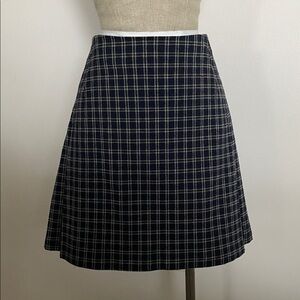 VTG Navy Plaid Pleated Mini Skirt